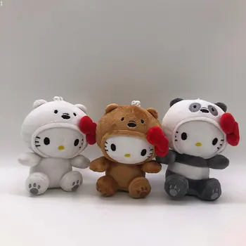 10 cm Hello Kitty Plišastih Igrač Kawaii Anime Risanke Lok Kt Cos Beli Medved Panda Srčkan Udobje Mehko Polnjene Lutka Obesek Igrača Otroci Darilo