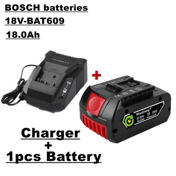 18V električno orodje, litij-ionska baterija, 18.0 ah, primerna za bat609, bat609g, bat618, bat618g, bat614, 1 Baterija + polnilec za prodajo