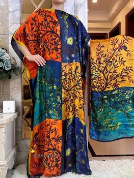 2023 Nov Modni, klasični Afriška oblačila dashiki haljo svilena tkanina za ženske 2-kos tiskani ohlapno obleko