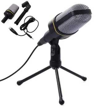 3,5 mm Strokovno Mikrofon Kondenzatorski Mikrofon s Stojalom Avdio Oddajanje Zvoka Snemanje Mic za Prenosni RAČUNALNIK DSLR Fotoaparat
