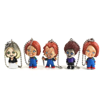 4 cm 5pcs/veliko Anime otroška Igra Chucky Nevesta Sin Lutka Key Ring PVC Dejanje Slika Keychains Zbirateljske Model Igrača za Otroke Darila