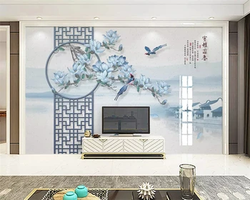 beibehang ozadje po Meri Nordijska novi Kitajski cyan magnolija TV, spalnica, dnevna soba ozadju de papel parede 3d papier peint
