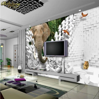 beibehang po Meri Beli opeko slon 3D Zidana Stena papir Steno, ki Zajema Povzetek Minimalističen TV Ozadje ozadje za stene, 3 d