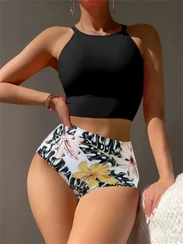 Bikini Ženske Kopalke 2023 Novih Dveh Kosov Visoko Pasu, Ženske Kopalke Bikini Set Print kopalke Plaža Obrabe Biquini Poletje XL
