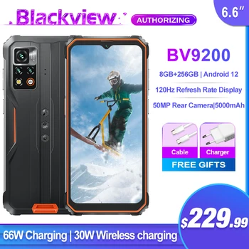 Blackview BV9200 Pametni telefon Robusten, 8GB 256GB 66W Hitro Polnjenje Podpirajo Brezžično Polnjenje Mobilnega Telefona 120Hz Android 12 mobilni telefon