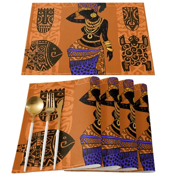 Etnični Simboli Afriška Ženska Placemat Svate Jedilnico Dekor Perilo Tabela Mat Kuhinjski Pribor Tabela Napkin