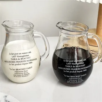 Francoska Abeceda Stekla Pot visoke zmogljivosti Družino Ledeni Americano Latte Sadni Čaj Milkshake Pitne Stekleni Pokal Vrč Delitev Mleka Jug