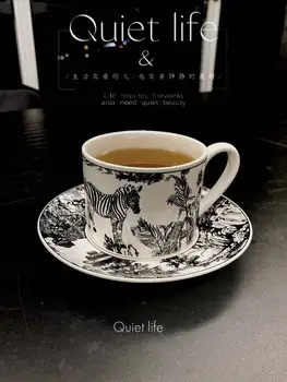 Francoski keramični vrč kave retro vrč krožnik cvet čaj skodelica kave skodelica krožnik