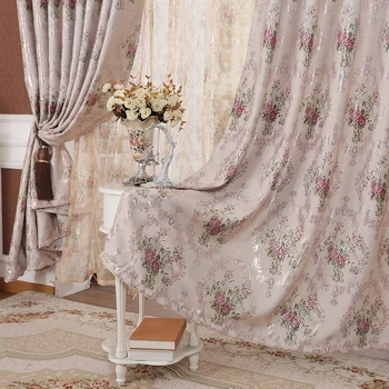 KAUNFO Evropski Stil Luksuzni Zavese za dnevno Sobo, Spalnica, Jedilnica Rose Windows Draperije Doma Dekoracijo 1PC