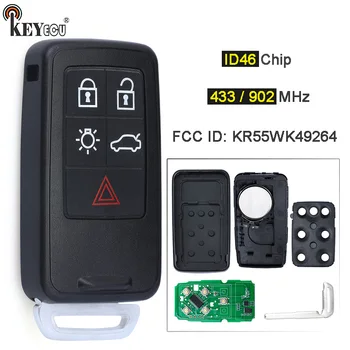 KEYECU 433MHz/ 902MHz ID46 KR55WK49264 Non-brez ključa Kartico Gumb Smart Remote Key Fob Za Volvo S60 S60L S80 XC60 XC70 V40 V60
