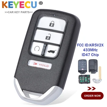 KEYECU 433MHz ID47 Čip FCC: KR5V2X Zamenjava 5 Gumb Smart Remote Key Fob za Honda Piot CR-V Državljansko 2016 2017 2018 2019 2020