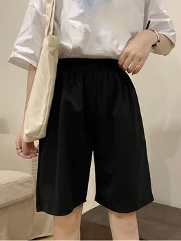 Korejski čistega bombaža sivo črne ženske hlače modni priložnostne redno svoboden ravne trdne elastičnost jogger hlače ženske