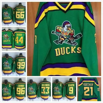 Mighty Ducks Film za Moške Jersey Vse Številke Hokejski Dres Stitched Sešiti Zelena