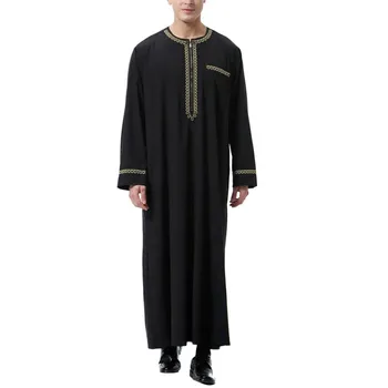 Muslimanski Moški Modni Jubba Thobes Arabski Pakistan Dubaj Tam Kaftan Abaya Oblačilih, Islamska Oblačila Savdska Arabija Dolgo Črno Bluzo Obleko