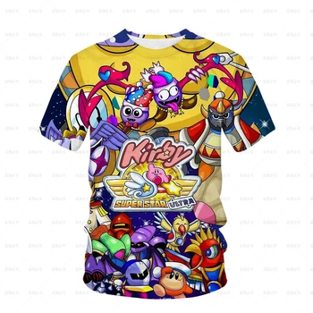 Nova Dekleta 3D Kirby Natisni T-majice Srčkan Kirbys Tshirt Dekleta Poletje Tees Vrh Oblačila za Otroke, Risanka Oblačila Športna Majica s kratkimi rokavi Najstniki