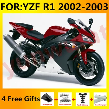 NOVO ABS Motocikel Vbrizgavanje plesni celoti oziroma obrobe za Vgradnjo, primerna Za YZF R1 2002 2003 YFZ-R1 02 03 Karoserija Fairings kompleti komplet rdeče črno