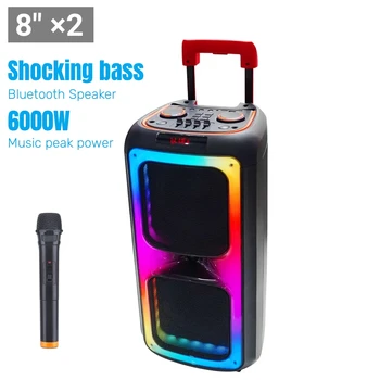 Novo Priljubljeno 8 Inch Pisane Karaoke Pralni Prenosni Stranka Bluetooth Zvočnik Dj Box Set Zvočni Sistem Brezžični Pro Aktivni Zvočnik