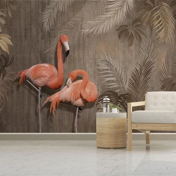 Po meri 3D Fotografije za Ozadje Tropskih Rastlin, Gozdnih Flamingo Ozadju Stensko Slikarstvo Spalnica Študija Dnevna Soba Klasične Umetnosti Zidana