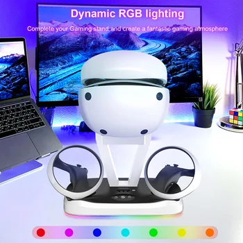 Polnjenje Dock z RGB Svetlobe VR Eyeglass Postaja Stojalo za Preprečevanje padcev, USB-C Polnjenje za Zabavo VR Očala Dodatki