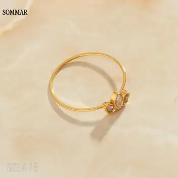 SOMMAR darila Zlato barvo, velikost 6 7 8 ženskih prst Prstan Kordonskega BLEU obroč moških Posla Nakit Dodatki
