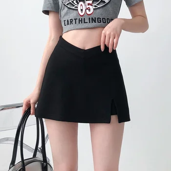 Strani špranjske Mini Krila, Ženska Visoko Pasu Priložnostne Slim Ženske korejski Slog-line Mode Ulične Vse-tekmo Retro