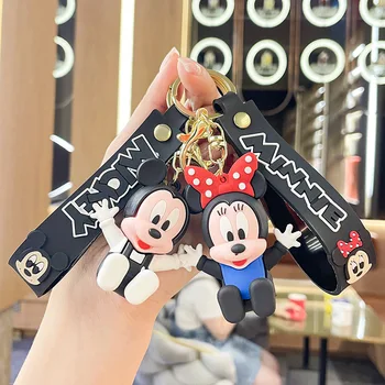 Strip Disney Mickey Mouse Keychains Srčkan Sedel Držo Mickey Minnie Avto keyring vrečko Obesek za Otroke darilo