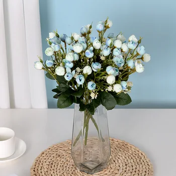 umetno listje, veje simulacije cvet Vrtnice Bud šopek za Poroko Doma Vrt Tabela Dekoracijo DIY Vaza Božič