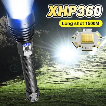 XHP360 Najbolj Močna LED Svetilka Baterije Super Svetla Baklo Luči XHP199 XHP90 Visoko zmogljiva Svetilka USB Taktična Svetilka