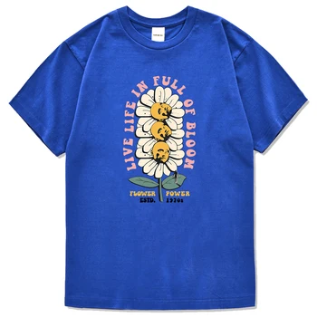 Živi Življenje V Polnem Razcvetu Flower Power Estd.1970 Tiskanja Moške Tshirts Priložnostne Moda Kratke Tees Nekaj Kul Vrhovi Poletje Tee Moški