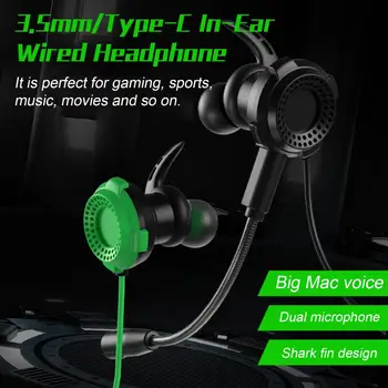 Žične Slušalke Stereo Dvojni Mikrofon 20-20KHz 3,5 mm/Tip-C Žično Športne Igre, Igranje Slušalke Računalniške Opreme