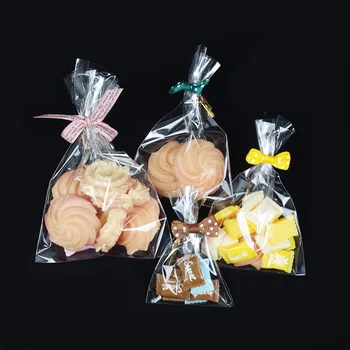 100 kozarcev/paket Pregleden Ravno Open Top Candy Bag Jasno Opp Plastičnih Bagsfor Sladkarije Lollipop Piškotek Embalaža svate Darilne Vrečke
