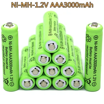 100% Prvotne AAA Nikelj-Metal-Hidridne Baterije. 3A 3000mAh 1,2 V ponovno Polnjenje AAA do 1000 Cikel Baterije