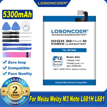 100% Prvotne LOSONCOER 5300mAh BT61 Baterija Za Meizu M3 Opomba M681H M681 L Različica L681 L681H L681C L681M L681Q Telefon Baterija