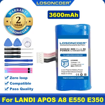 100% Prvotne LOSONCOER NOVO 3600mAh LD18650D Baterija Za LANDI APOS A8 A7 E550 E350 N910/G prve javne ponudbe