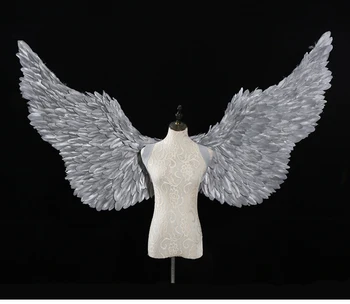 2020 novo Odraslih big velikost Srebrno Pero angel Krila Foto Prop za Cosplay Kažejo Halloween Kostum svate Družino zbiranje