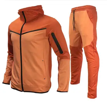 2023 Novo blagovno Znamko Moške Sweatsuit Tech Flis pulover s kapuco Bombažne Stretch Usposabljanje Obrabe Dobre Kakovosti Plašč Sweatpants Šport Set Oblačila