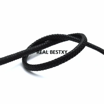 2m/veliko Cca 8*5 mm black ravno široko usnjene vrvice za nakit, ogrlica, zapestnice, zaradi česar usnje pramenov Trakova na Debelo