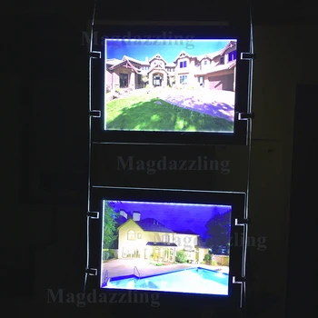2PCS X A3 obojestransko Kabel Visi Magnetni LED Akril Osvetljeni Poster Frame Lahka Plošča za Real Estate Agent Okno