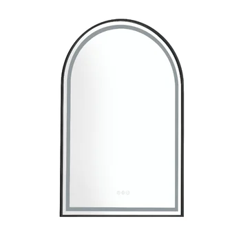 39in. W X 26in. H Prevelik Pravokotne Črna Uokvirjena LED Ogledalo Anti-Fog Zatemniti Wall Mount Kopalnica Nečimrnosti