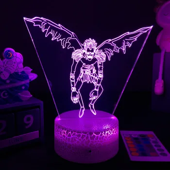 3D LED Lučka Anime Smrti Opomba Noč Yagami Light Lawliet Slika za Anime Soba Dekor Kul Otroci Spalnica namizne Svetilke Ryuk Slika