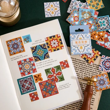 40Pack Debelo loral vzorec etnične vzorec Polje nalepke retro ploščice, lepilo račun dnevnik dekorativni ročno brezplačna dostava