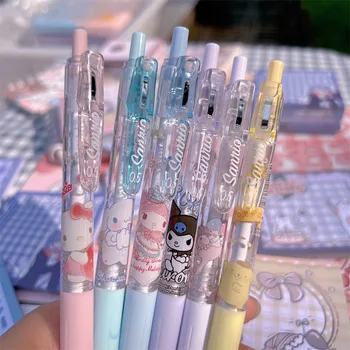 6pcs Kawaii Sanrio Tiskovine Anime Hello Kitty Kuromi Mymelody Študent Pritisnite tipko Black Gel Peresa Vode Pero Anime Igrače