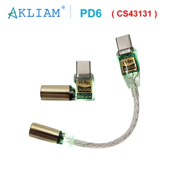 AkLIAM PD6 CS43131 Dongle USB DAC Tip C do 2,5 mm 3,5 mm 4.4 mm Slušalke kartica z DAC Smolo Lije Proces