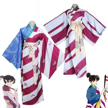 Anime Inuyasha Kagura Cosplay Kostum Japonski Kimono Metulj Natisnjeni Obleko Hallowen Carnival Party Vlogo Igrajo Ženska Obleka
