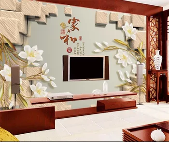 beibehang 3d kvadratku kvadratnih doma in bogato magnolija ozadju stene po meri, dnevne sobe, spalnice restavracija 3d ozadje freske