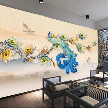 beibehang ozadje po Meri 3d zidana sodobno minimalistično novi Kitajski reliefnim cvetličnim pav ozadju steno stensko de papel parede