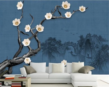 beibehang steno papirjev doma dekor Modra letnik papier peint ozadju stereo slive umetnosti kavč ozadje ozadje de papel parede