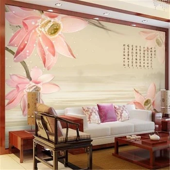 beibehang Zlati Lily slika za ozadje TV ozadje 3D Kitajski dekoracijo velika freska za dnevna soba de papel parede