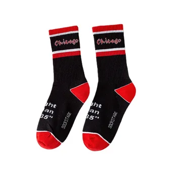 Chicago nogavice črna, bela, rdeča in klasično barvno shemo retro skateboard street šport priložnostne nogavice bombaž
