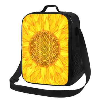 Cvet Življenja, Sončnično Izolirana Kosilo Vrečko Mandala Cvetlični Sveto Geometrijo Prenosne Toplotne Hladilnik Hrano Bento Polje Tabor Potovanja